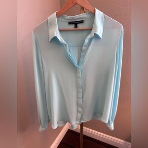 White House Black Market Pale Blue Button-Down Blouse